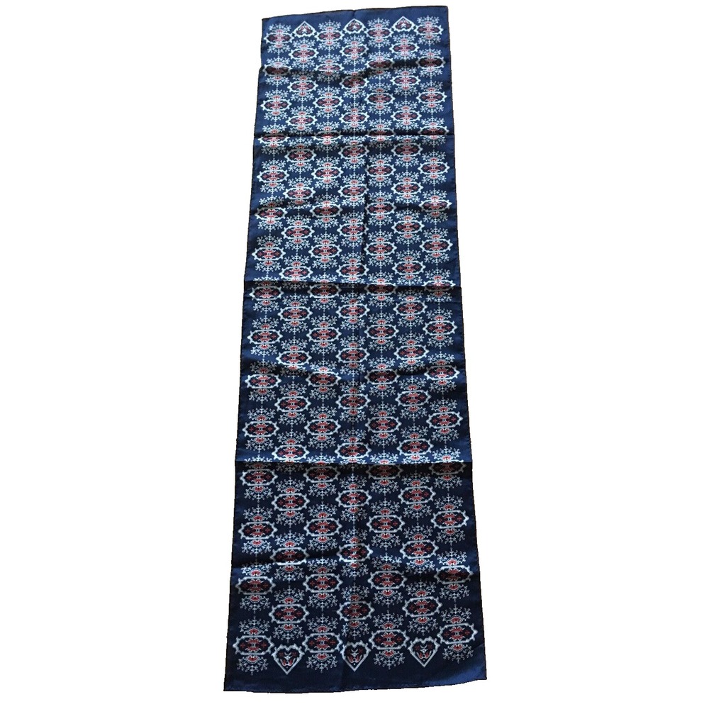 VTG Sally Gee Scarf Red White‎ Blue Japan Polyester Oblong Scarf  13 X 43